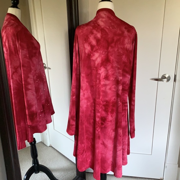 NEW Vocal dark pink tie dye studded cardigan 1X - Picture 5 of 16